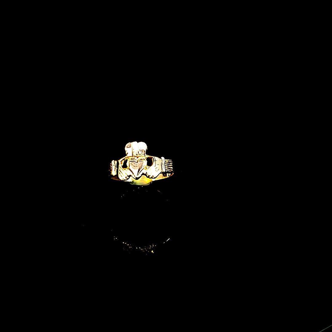 Real 10K Solid Yellow Gold Heart Ring For Women
