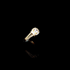 10K Solid Yellow Gold Square Solitaire Cz Ring For Women