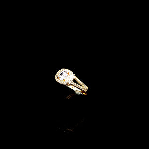 10K Solid Yellow Gold Square Solitaire Cz Ring For Women