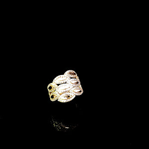 10K Solid Yellow Gold Braided Cz Ring For Women