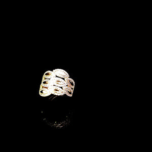 10K Solid Yellow Gold Braided Cz Ring For Women