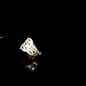 10K Solid Yellow Gold Braided Cz Ring For Women