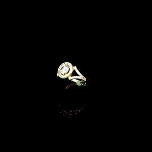 10K Solid Yellow Gold Round Solitaire Cz Ring For Women