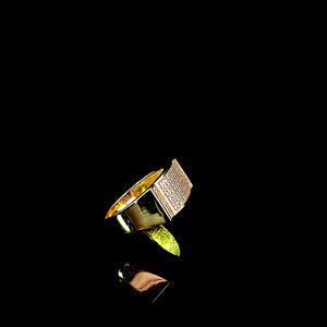 10K Solid Yellow Gold Men's Cz Ring