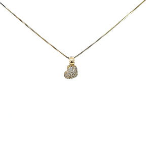 10K Solid Yellow Gold Cz Small Hanging Heart Charm with Box Chain