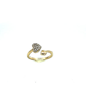 Real 10K Solid Yellow Gold Cz Heart Ring