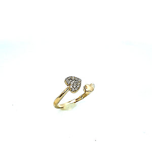 Real 10K Solid Yellow Gold Cz Heart Ring