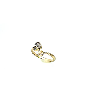 Real 10K Solid Yellow Gold Cz Heart Ring