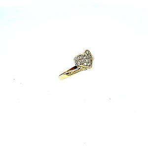 Real 10K Solid Yellow Gold Cz Heart Ring