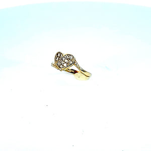 Real 10K Solid Yellow Gold Cz Heart Ring