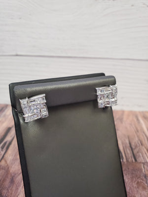 925 Sterling Silver Square Cz Earring