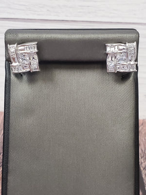 925 Sterling Silver Square Cz Earring