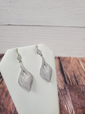 925 Sterling Silver Micropave Fancy Drop Earring