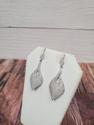 925 Sterling Silver Micropave Fancy Drop Earring