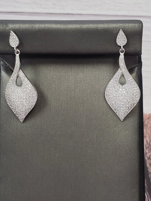 925 Sterling Silver Micropave Fancy Drop Earring