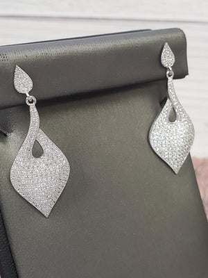 925 Sterling Silver Micropave Fancy Drop Earring