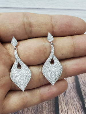 925 Sterling Silver Micropave Fancy Drop Earring