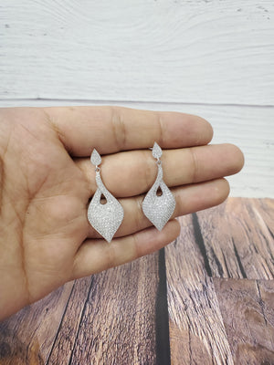 925 Sterling Silver Micropave Fancy Drop Earring