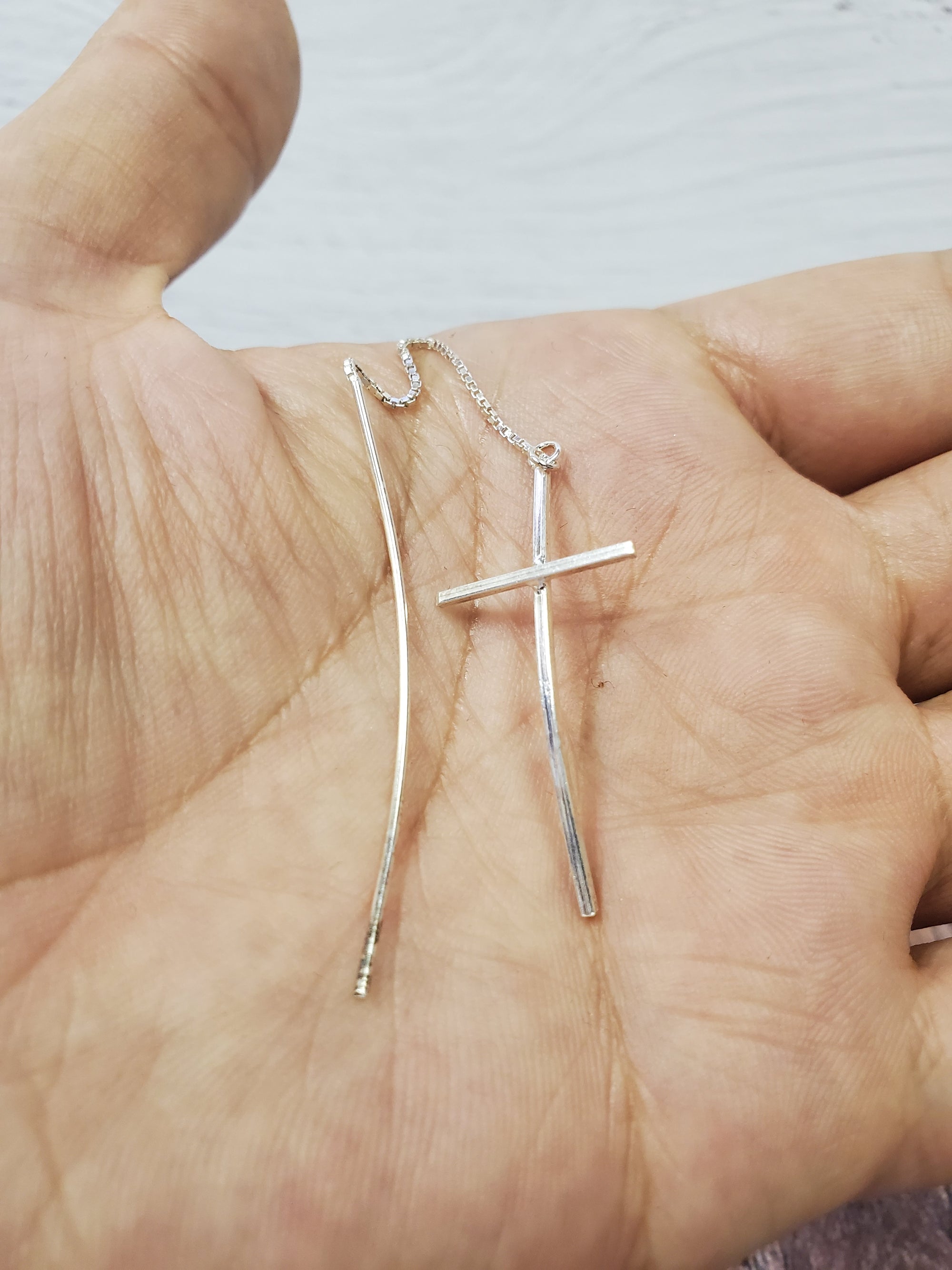 925 Sterling Silver Cross Earrings for Kids