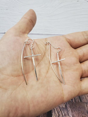 925 Sterling Silver Cross Earrings for Kids