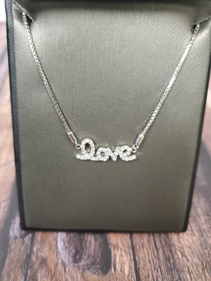 925 Sterling Silver CZ Love Adjustable Bracelet