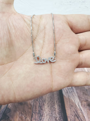 925 Sterling Silver CZ Love Adjustable Bracelet