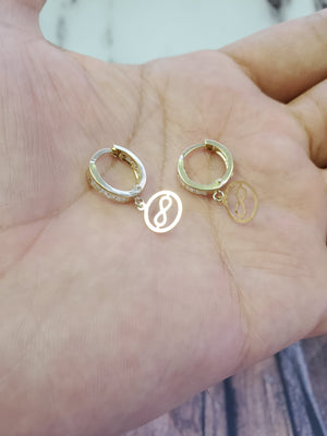 10K Solid Yellow Gold Infinity Style Cz Earrings for Girls womens