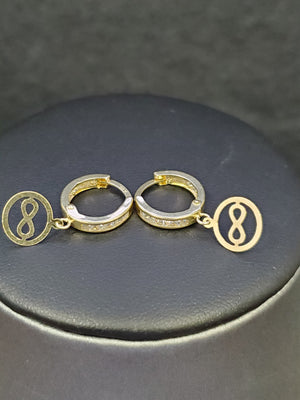 10K Solid Yellow Gold Infinity Style Cz Earrings for Girls womens