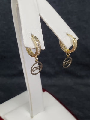 10K Solid Yellow Gold Infinity Style Cz Earrings for Girls womens