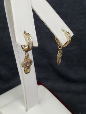 10K Solid Yellow Gold Cross Cz Earrings for Girls womens