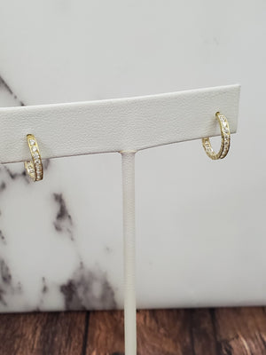 10K Solid Yellow Gold Hoop Cz Earrings for Girls womens