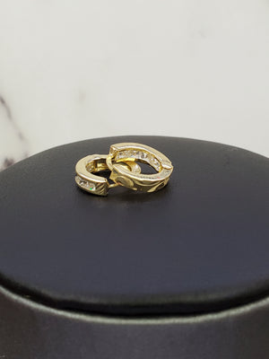 10K Solid Yellow Gold Hoop Cz Earrings for Girls womens