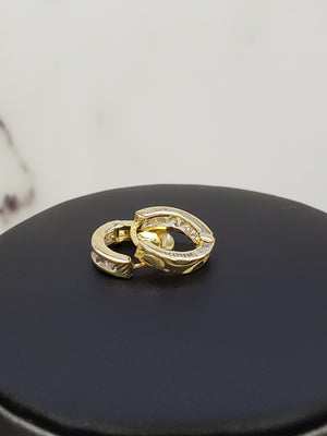 10K Solid Yellow Gold Hoop Cz Earrings for Girls womens