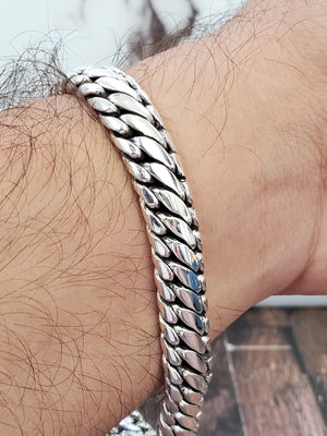 925 Sterling Silver 10.5mm Wide Braided Link Men's Ball Bracelet 9"