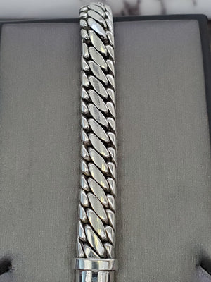 925 Sterling Silver 10.5mm Wide Braided Link Men's Ball Bracelet 9"