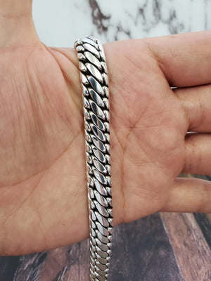 925 Sterling Silver 10.5mm Wide Braided Link Men's Ball Bracelet 9"