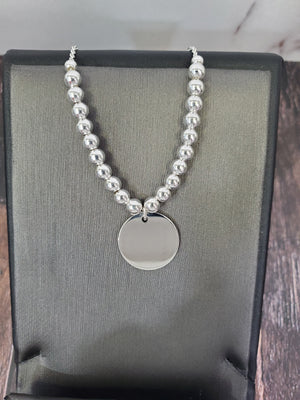 925 Sterling Silver 4mm Ball Disc Charm Adjustable Bracelet