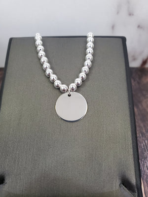 925 Sterling Silver 4mm Ball Disc Charm Adjustable Bracelet