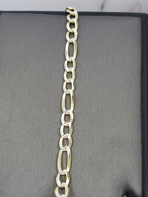 925 Sterling Silver Two Tone Gold Cuban Bracelet 8"