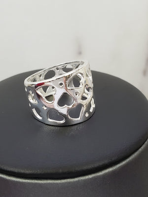 925 Sterling Silver Cut Out Heart Ring