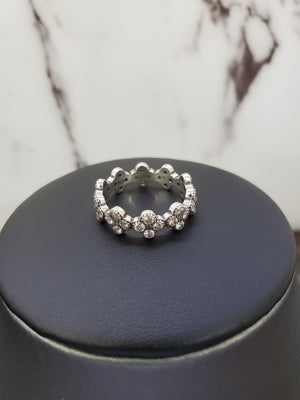 925 Sterling Silver Adjustable Cz Band Ring