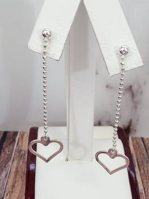 925 Sterling Silver Heart Bead Earrings