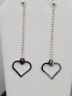 925 Sterling Silver Heart Bead Earrings