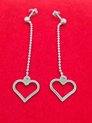 925 Sterling Silver Heart Bead Earrings