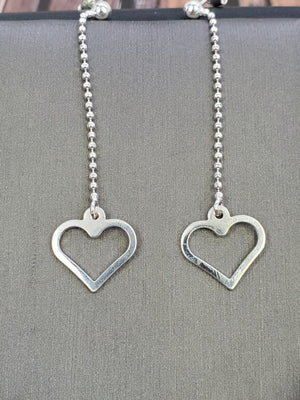 925 Sterling Silver Heart Bead Earrings