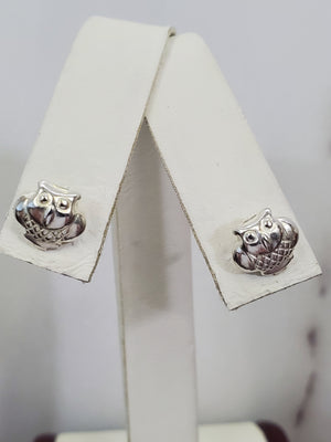 925 Sterling Silver Owl Earrings For Kids