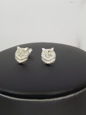 925 Sterling Silver Cat Face Earrings for Kids