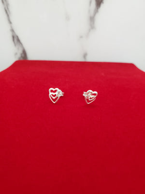 925 Sterling Silver Interlock Heart Earring for Womens Kids