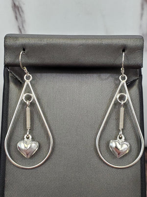 925 Sterling Silver Hanging Heart Dangle Earring for Womens