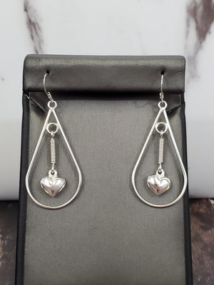 925 Sterling Silver Hanging Heart Dangle Earring for Womens